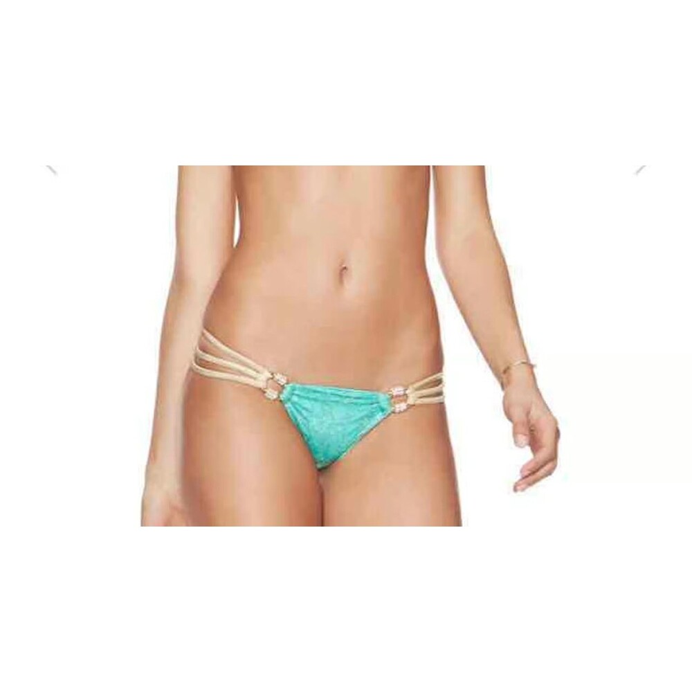 New RARE Beach Bunny Bikini Bottom Med Madagascar Glam Mint Gold & Rhinestone HW